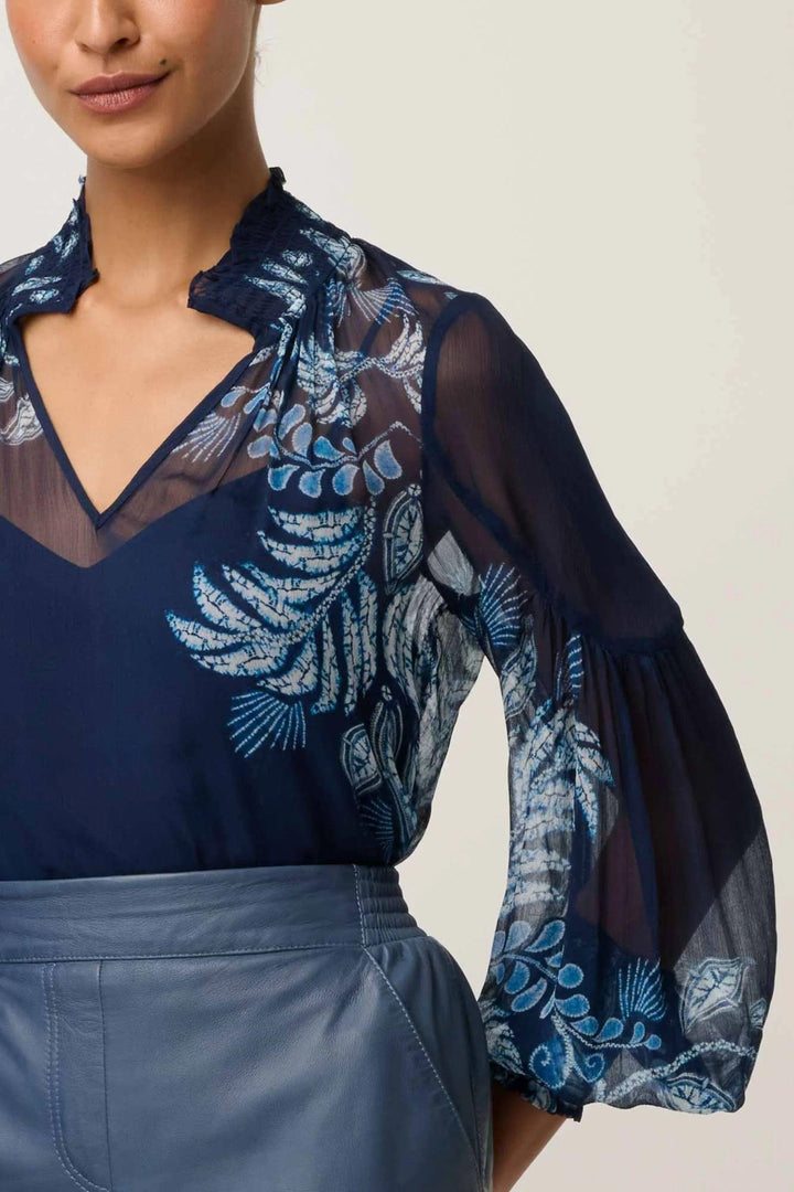 ONCE WAS BLOUSE COLETTE SHIRRED COLLAR BLOUSE - OW22111