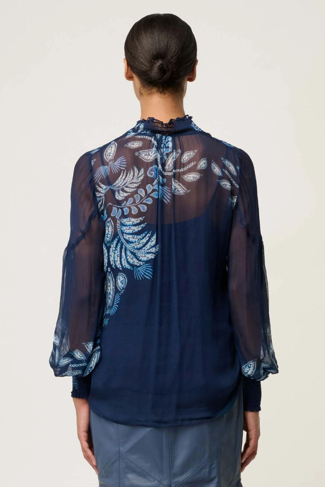 ONCE WAS BLOUSE COLETTE SHIRRED COLLAR BLOUSE - OW22111