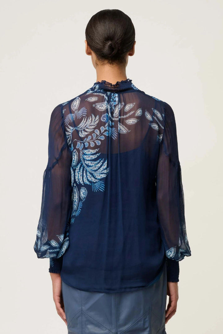 ONCE WAS BLOUSE COLETTE SHIRRED COLLAR BLOUSE - OW22111