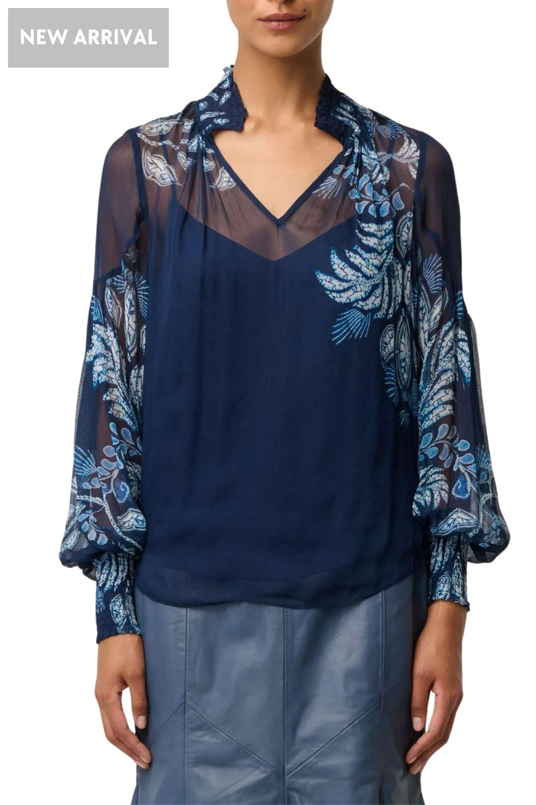 ONCE WAS BLOUSE COLETTE SHIRRED COLLAR BLOUSE - OW22111