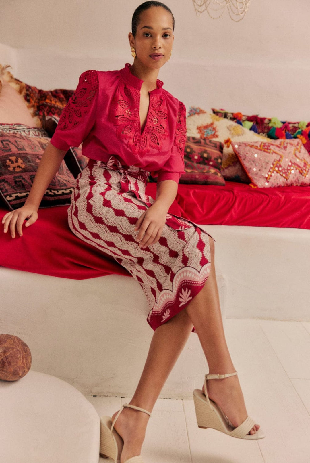 ONCE WAS BLOUSE OLEANDER COTTON SILK BLOUSE - OW21821