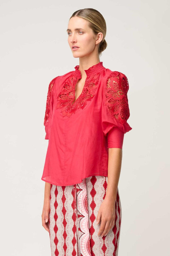 ONCE WAS BLOUSE OLEANDER COTTON SILK BLOUSE - OW21821