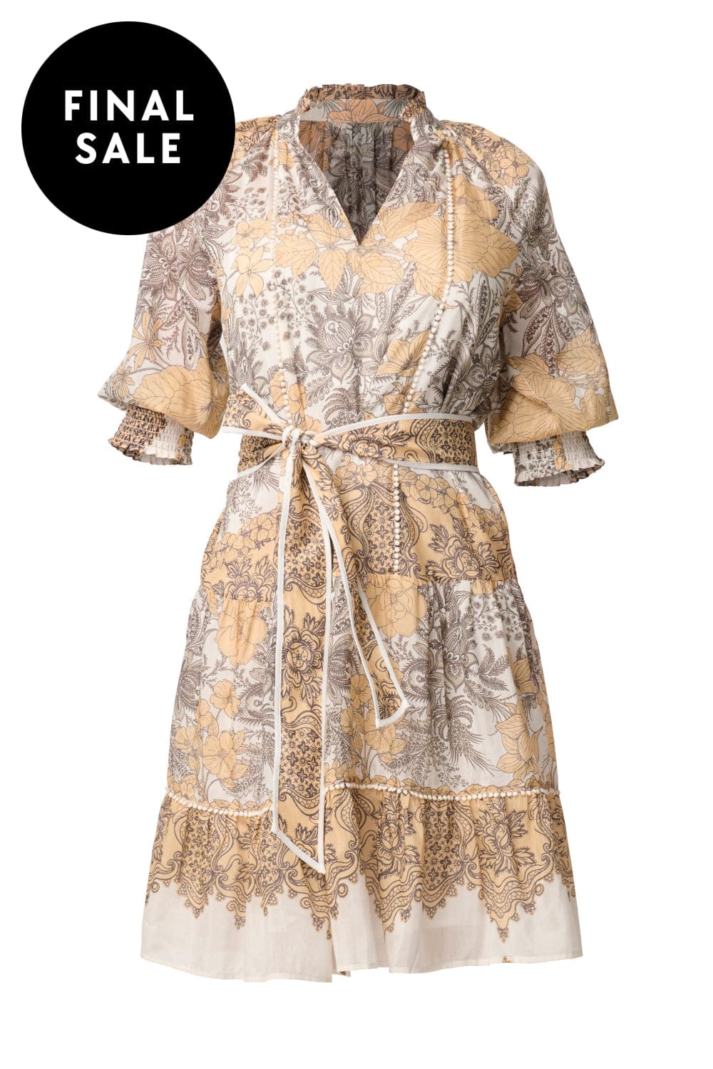 ONCE WAS DRESS SANIBEL LACE TRIM DRESS - OW41804
