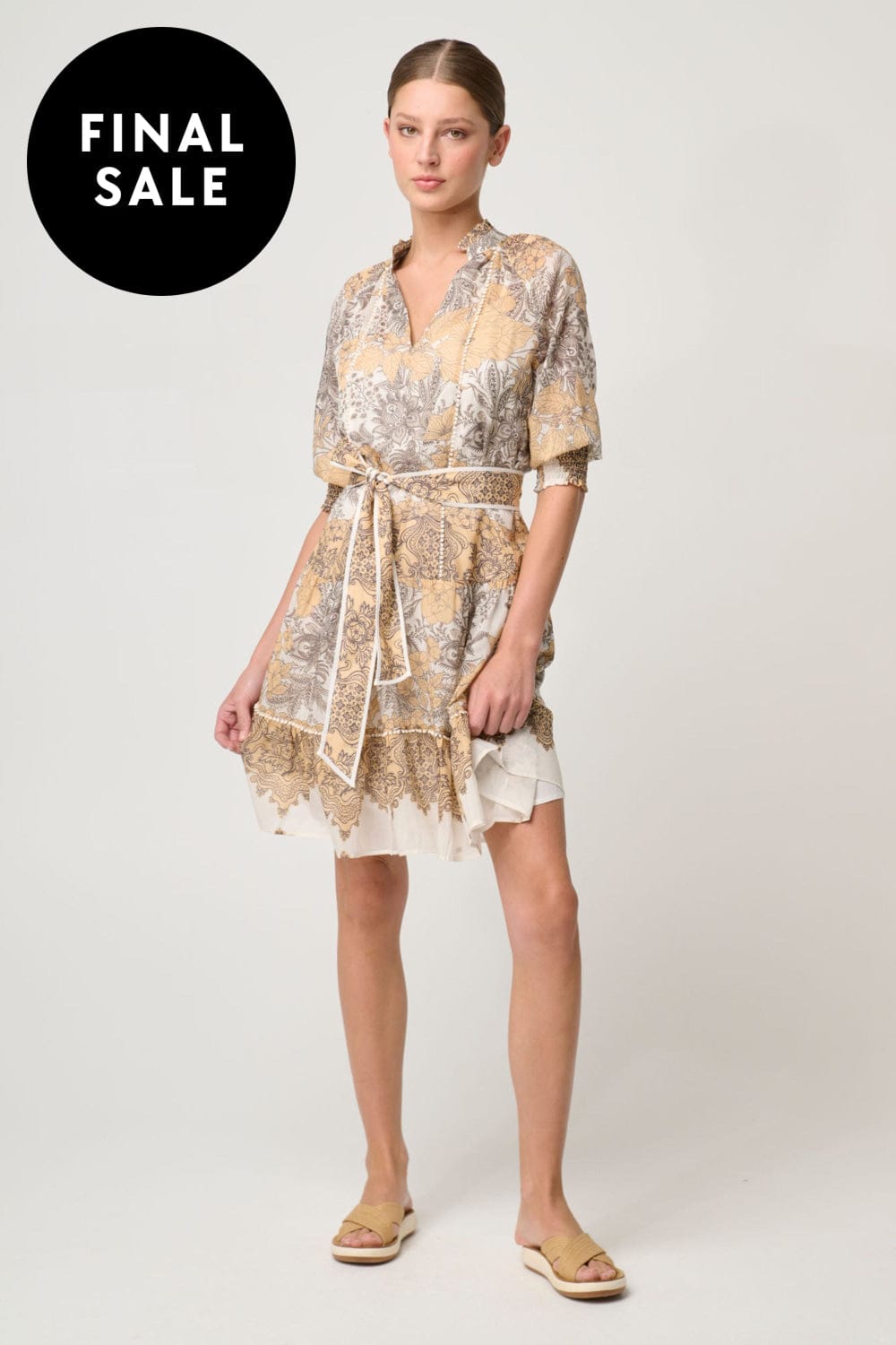 ONCE WAS DRESS SANIBEL LACE TRIM DRESS - OW41804