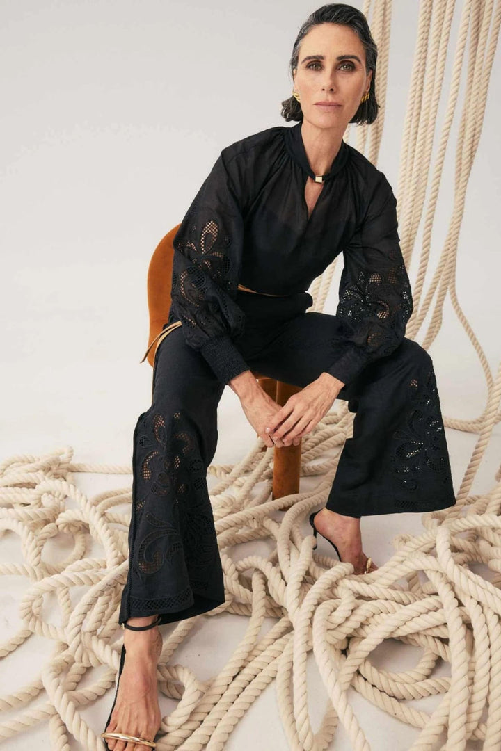 ONCE WAS PANTS RHEA EMBROIDERED PANT - OW32102