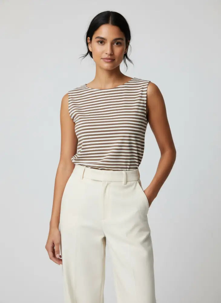 PALAZZO SHELL TOP - F538284 8 / SADDLE TOP