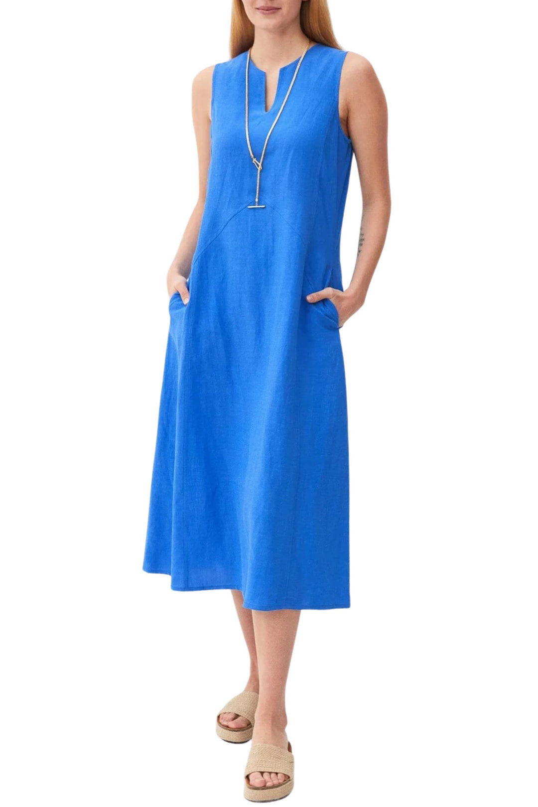 PERUZZI DRESS 8 / ELECTRIC-BLUE LINEN LONG DRESS - S25169