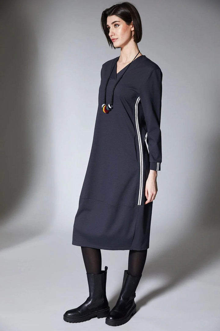 PERUZZI DRESS SILVER STRIPE DRESS - W25134