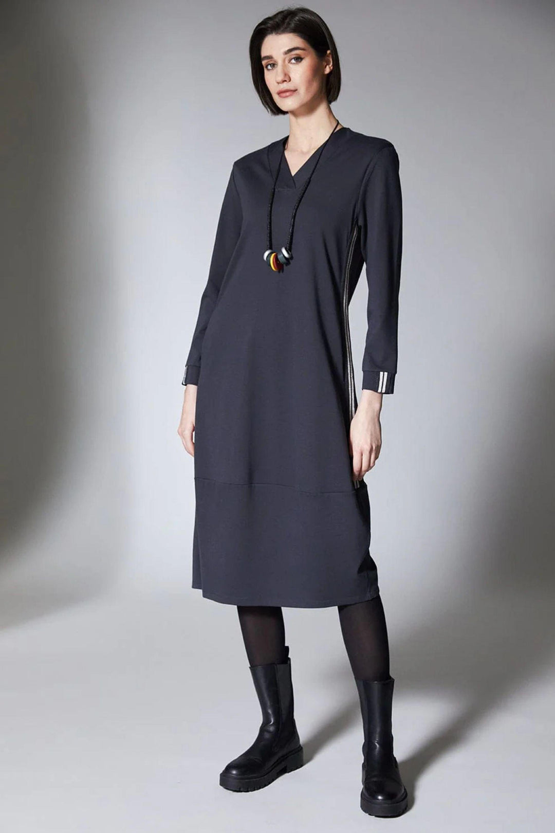 PERUZZI DRESS SILVER STRIPE DRESS - W25134