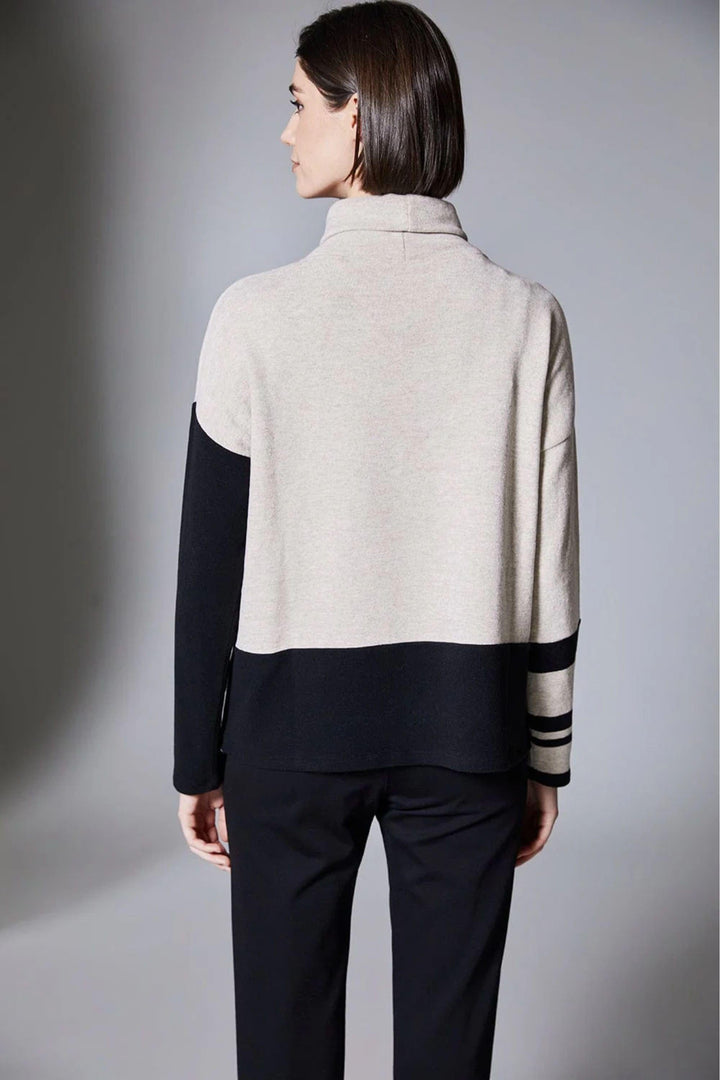 PERUZZI JUMPER STRIPE COLOUR BLK FLEECE - W25202