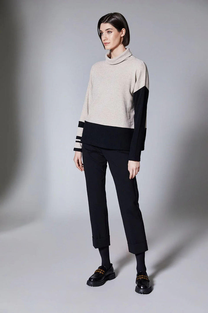 PERUZZI JUMPER STRIPE COLOUR BLK FLEECE - W25202