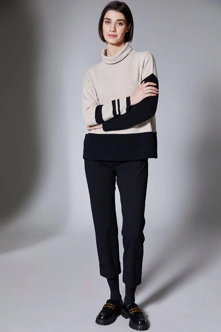 PERUZZI JUMPER STRIPE COLOUR BLK FLEECE - W25202