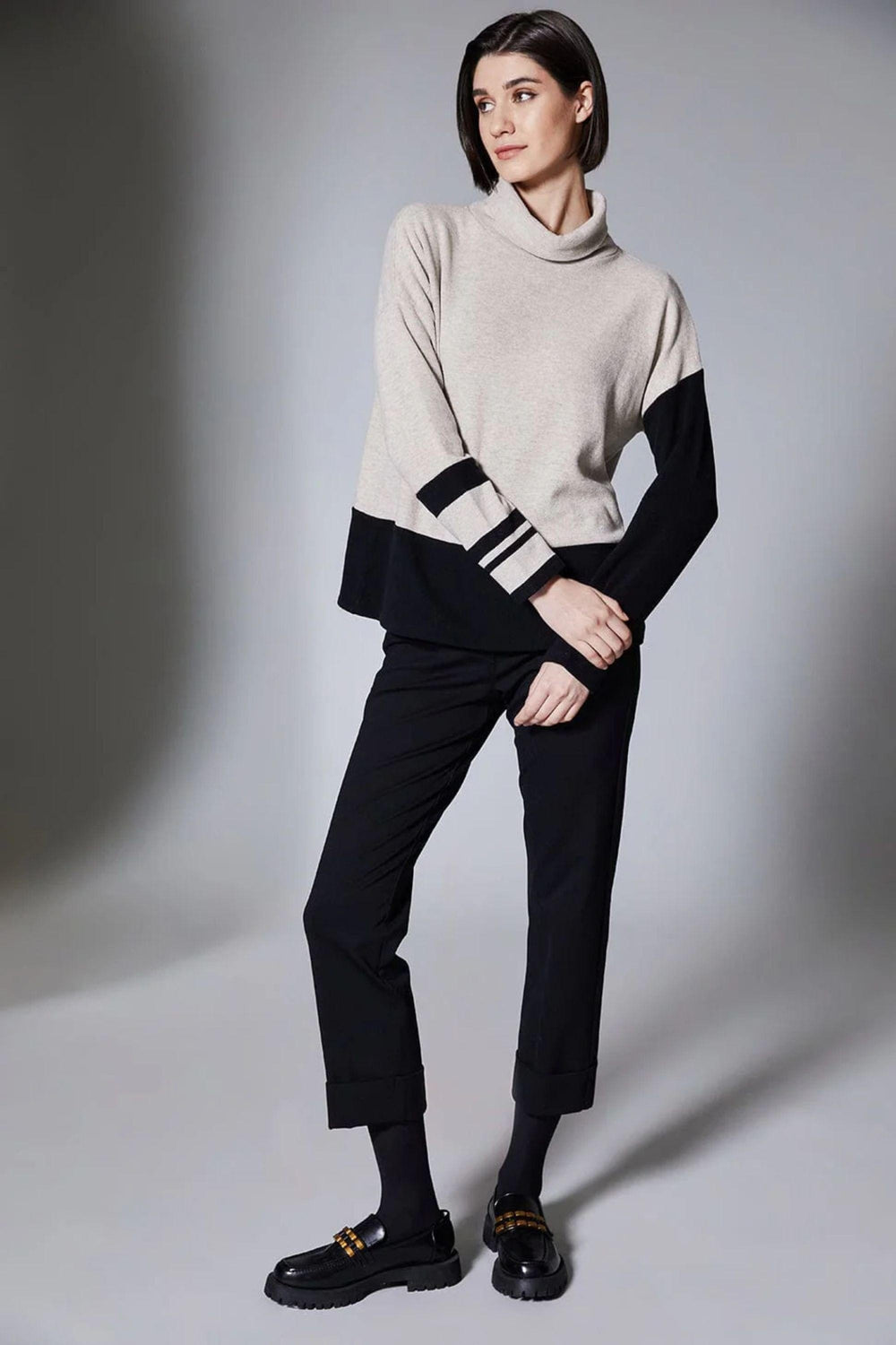 PERUZZI JUMPER STRIPE COLOUR BLK FLEECE - W25202
