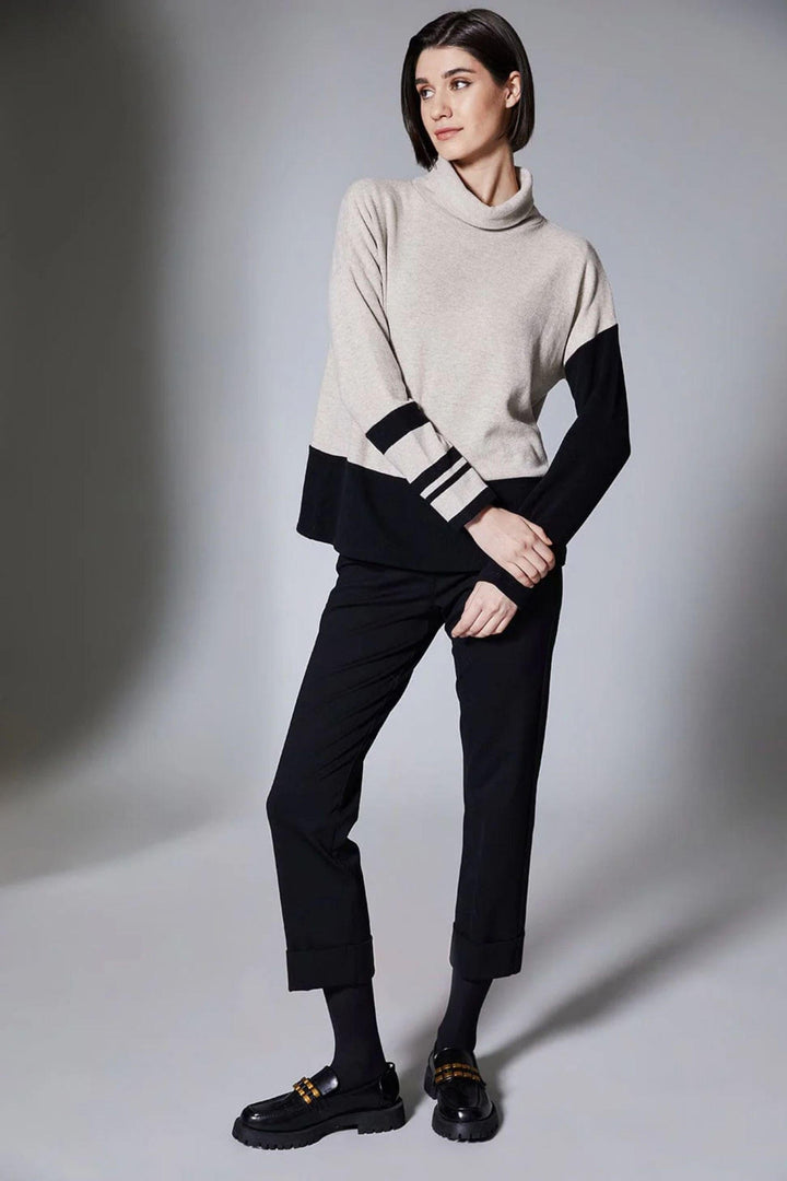 PERUZZI JUMPER STRIPE COLOUR BLK FLEECE - W25202