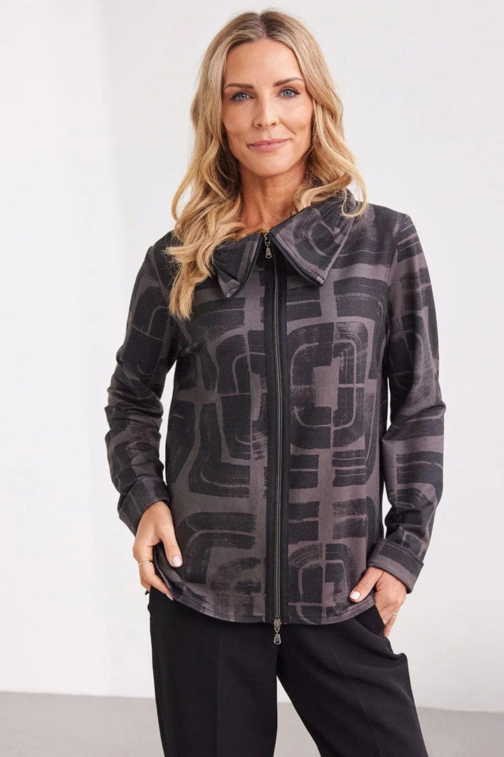 PERUZZI TOP CENTRE ZIP PRINT TOP - W25118