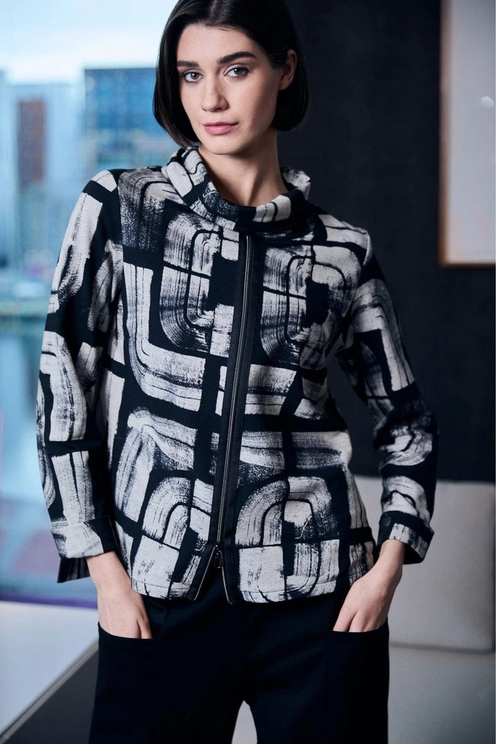 PERUZZI TOP CENTRE ZIP PRINT TOP - W25118