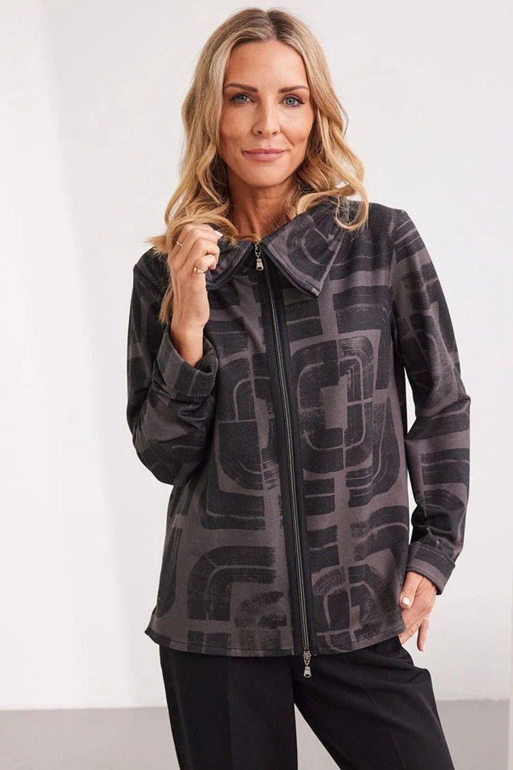 PERUZZI TOP CENTRE ZIP PRINT TOP - W25118