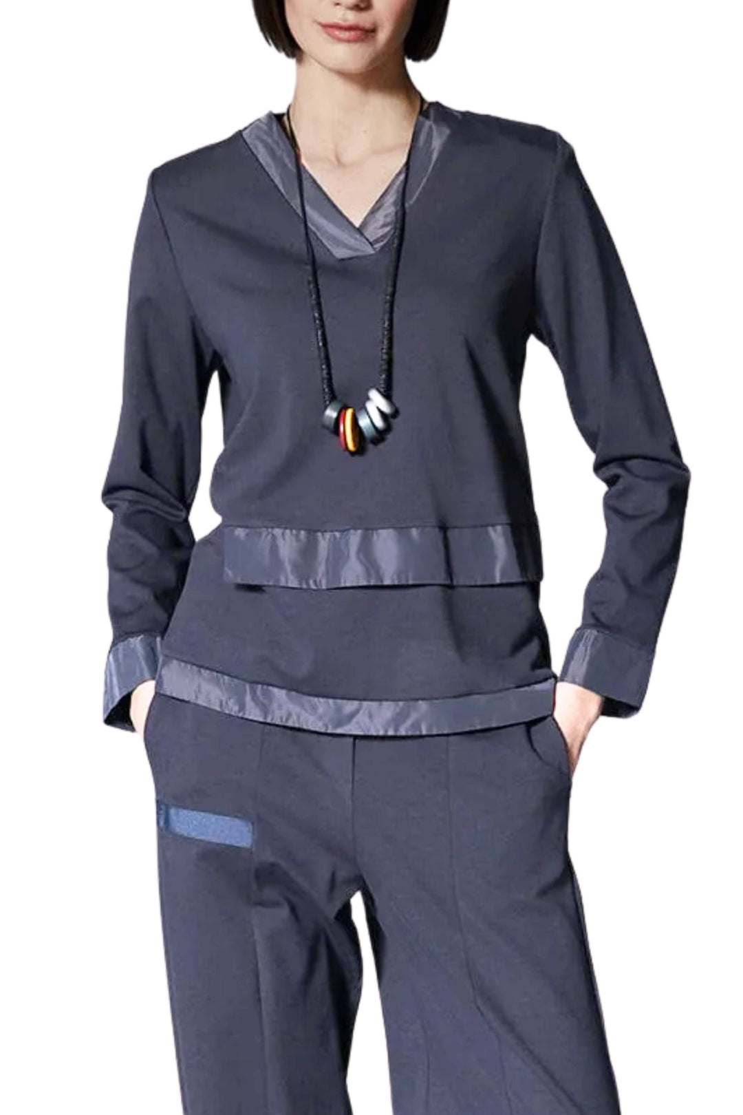 PERUZZI TOP TAFFETA TRIM TOP - W25144