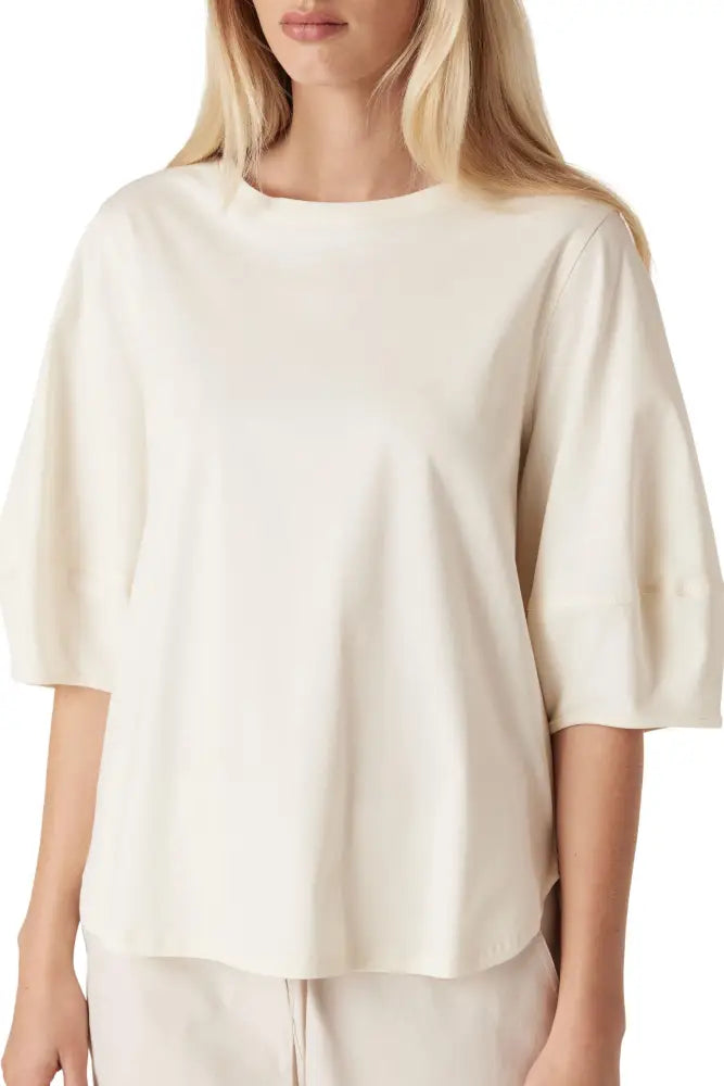 PIMA LANTERN SLEEVE TOP - CSC1084 8 / CREAM TOP