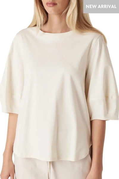PIMA LANTERN SLEEVE TOP - CSC1084 8 / CREAM TOP