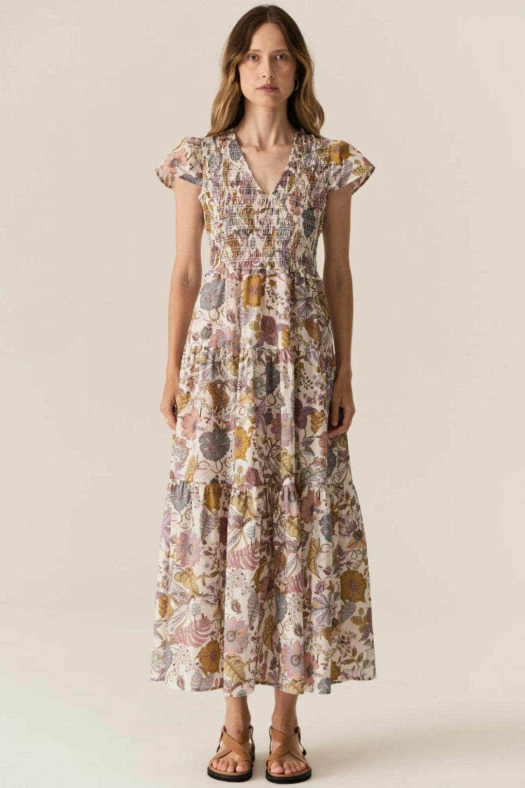 POL CLOTHING DRESS MARLA SHIRRED DRESS - PP5570A