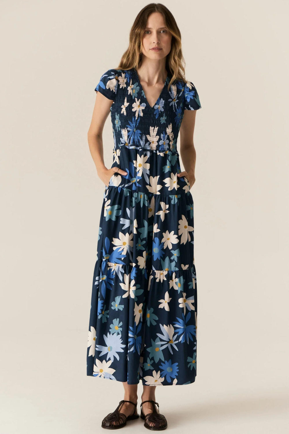 POL CLOTHING DRESS SAVOY SHIRRED DRESS - PP5570C