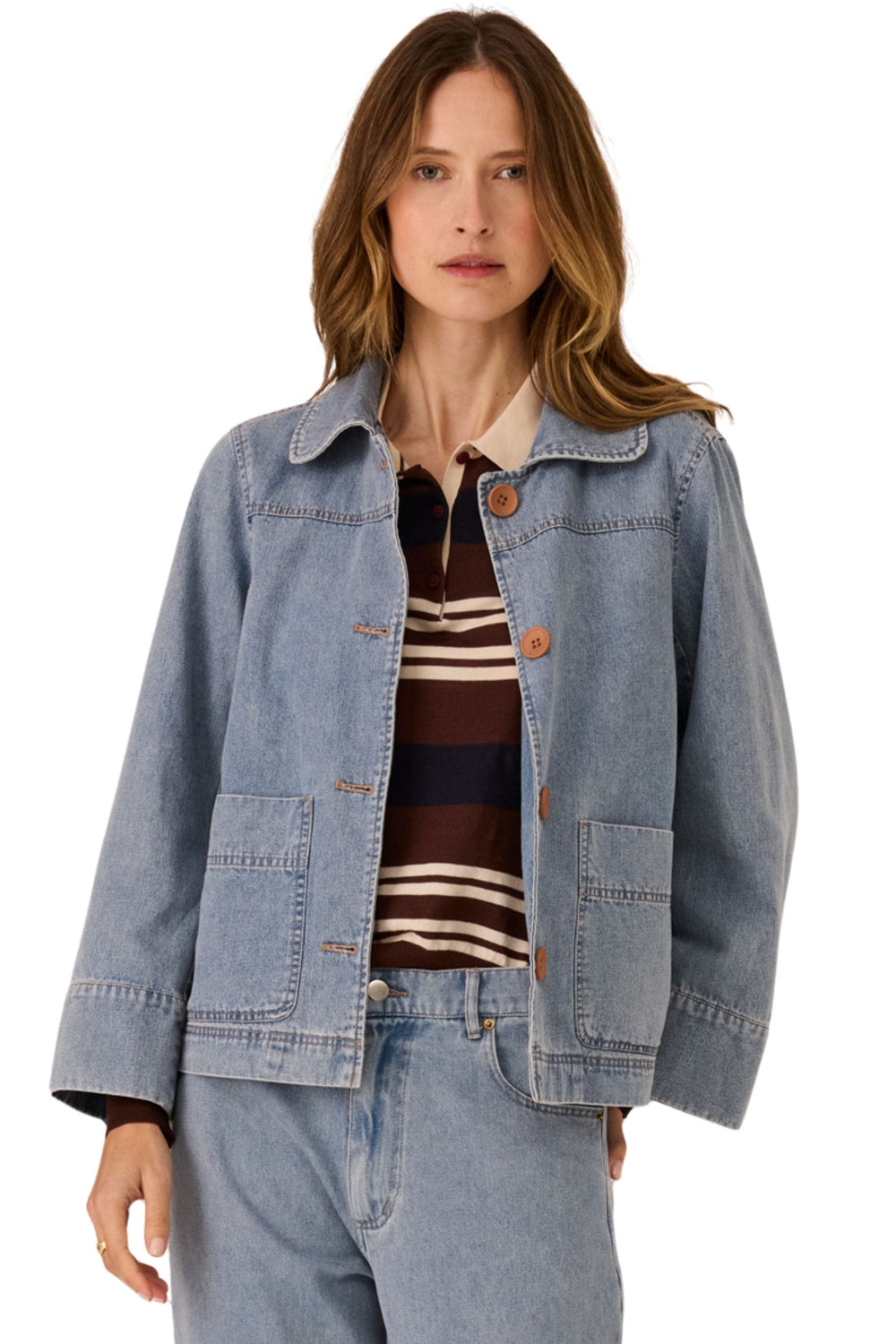 POL CLOTHING JACKET 8 / BLUE-WASH ANDIE DENIM JACKET - PP5751