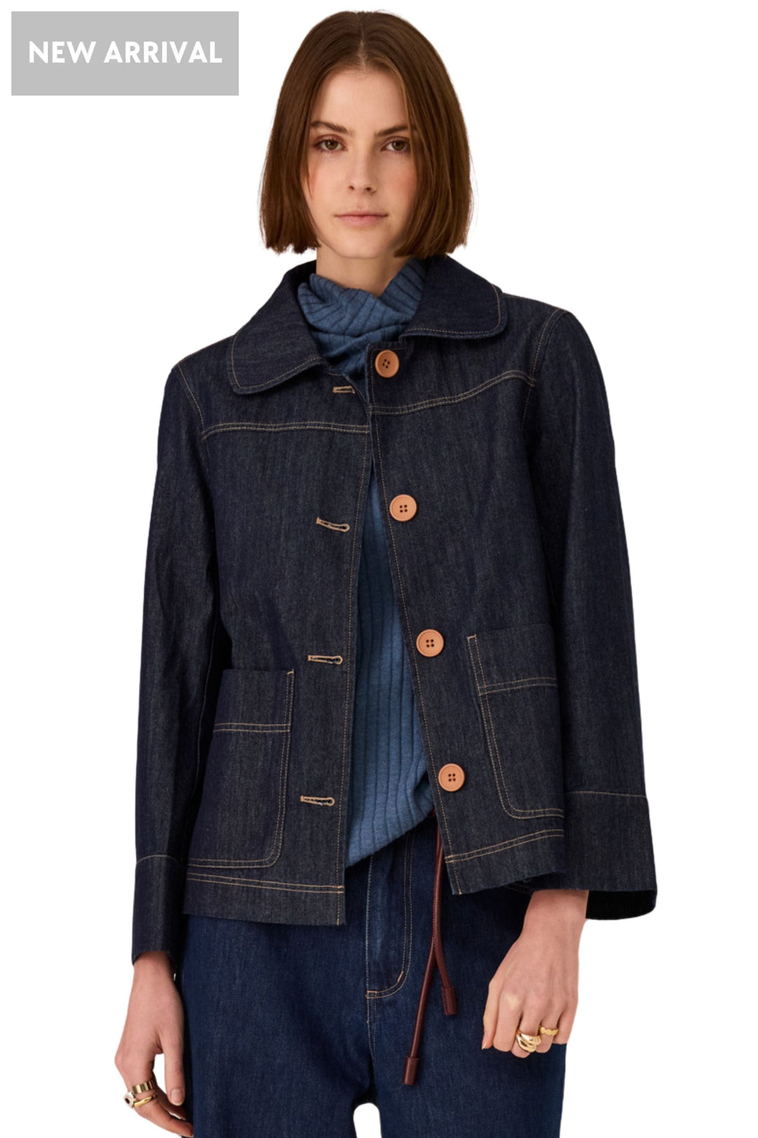 POL CLOTHING JACKET 8 / DARK-WASH ANDIE DENIM JACKET - PP5751