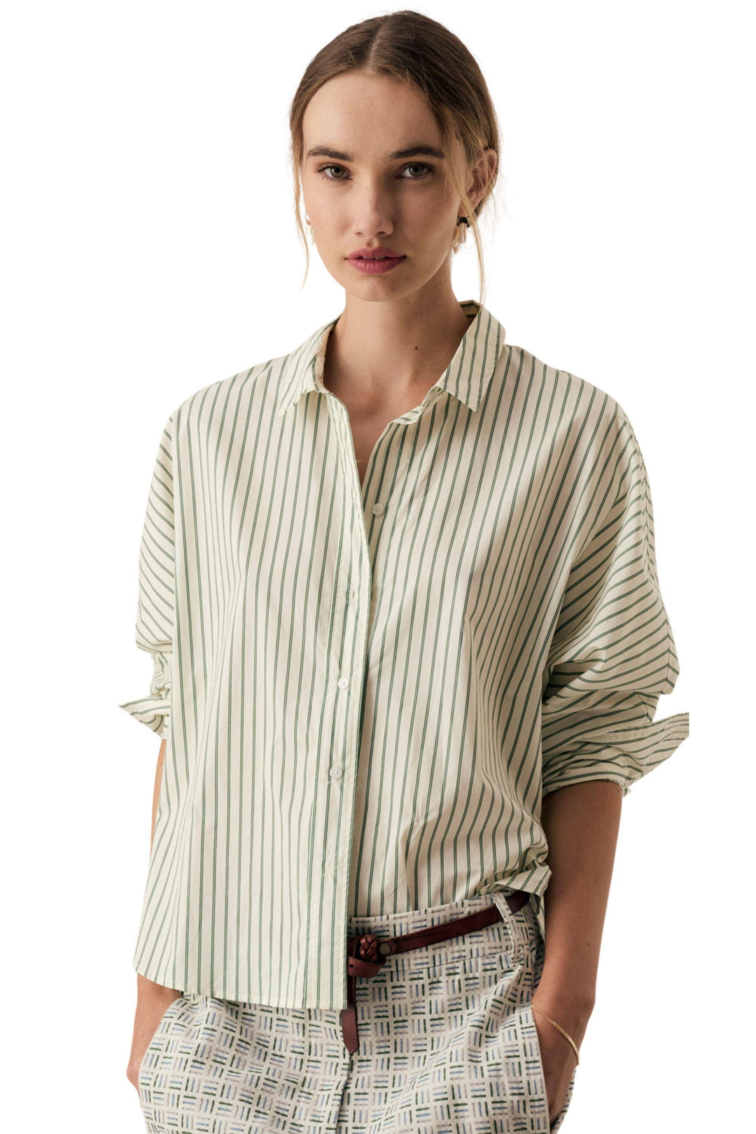 POL CLOTHING SHIRT BOTANICA STRIPE SHIRT - PP5968A