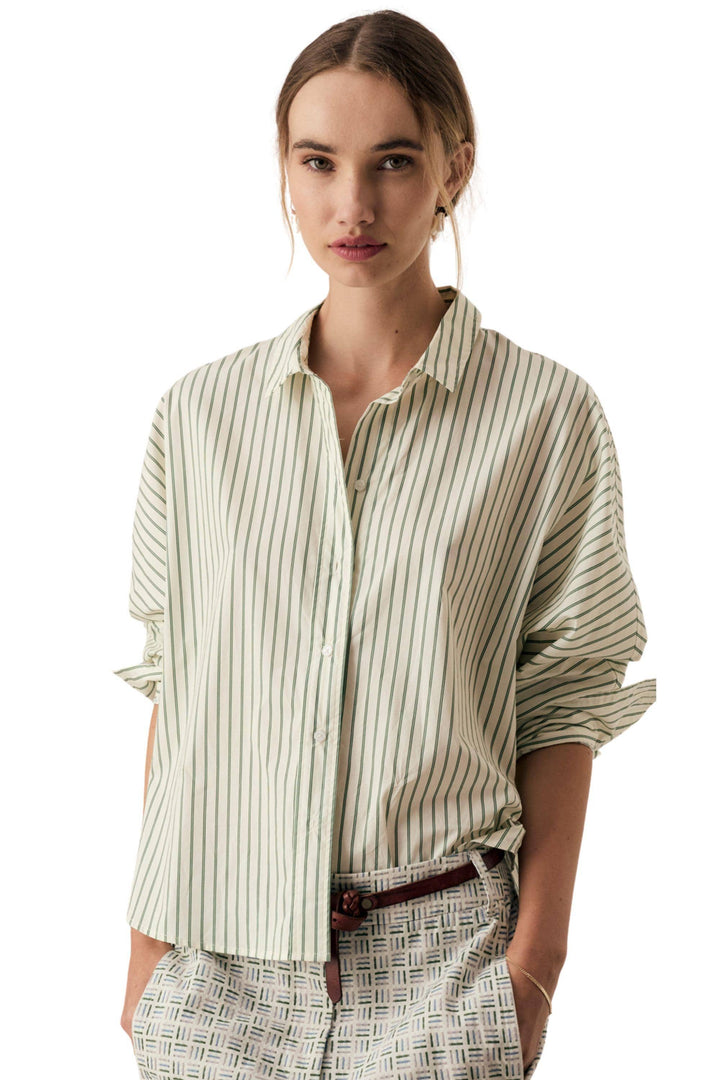 POL CLOTHING SHIRT BOTANICA STRIPE SHIRT - PP5968A