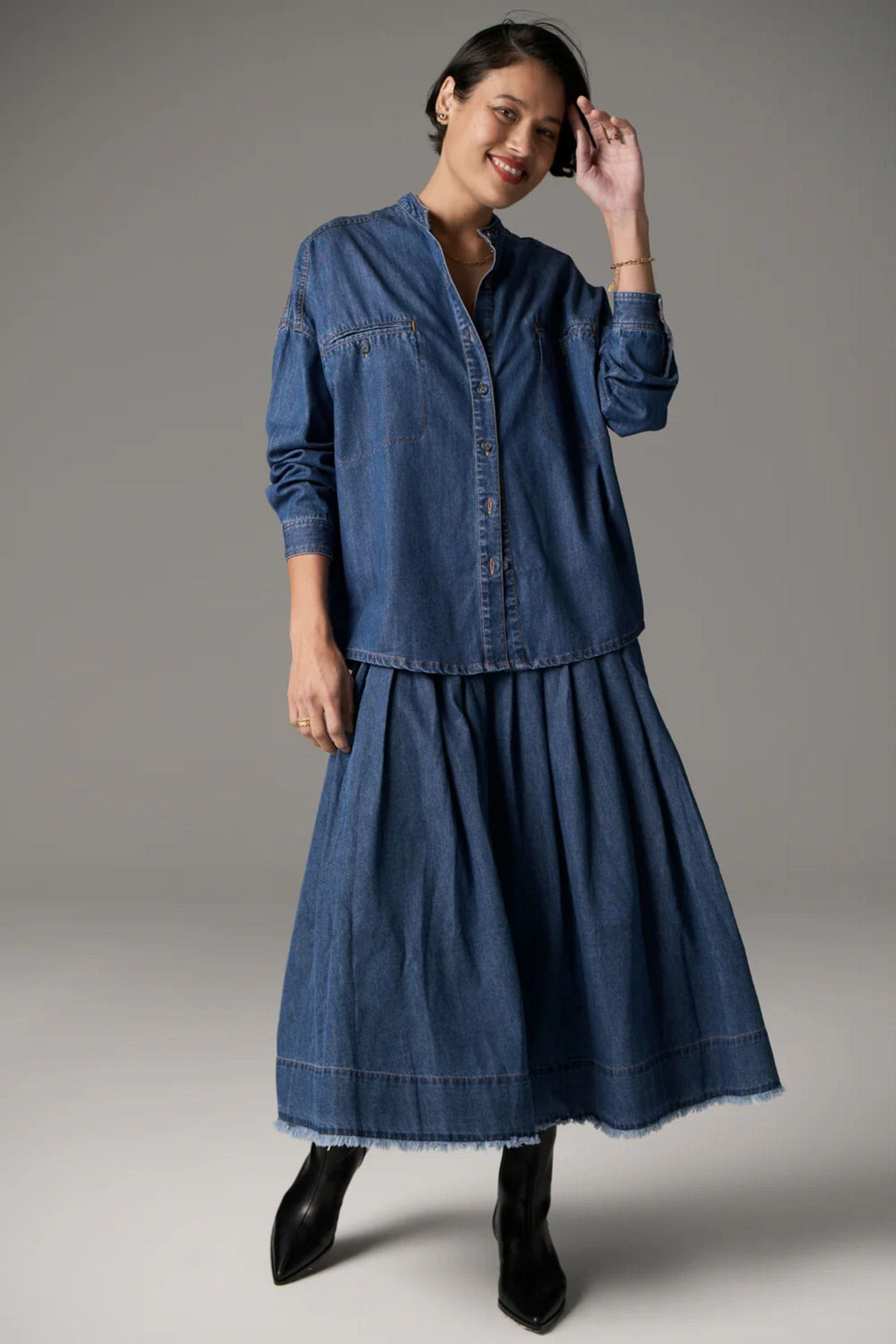 POL CLOTHING SHIRT REECE DENIM SHIRT - PP5204