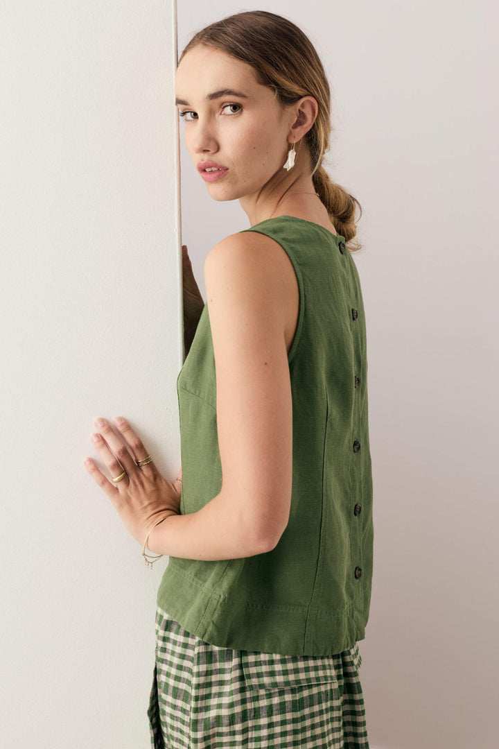 POL CLOTHING TANK TOP FRANKIE BUTTON TANK - PP5938