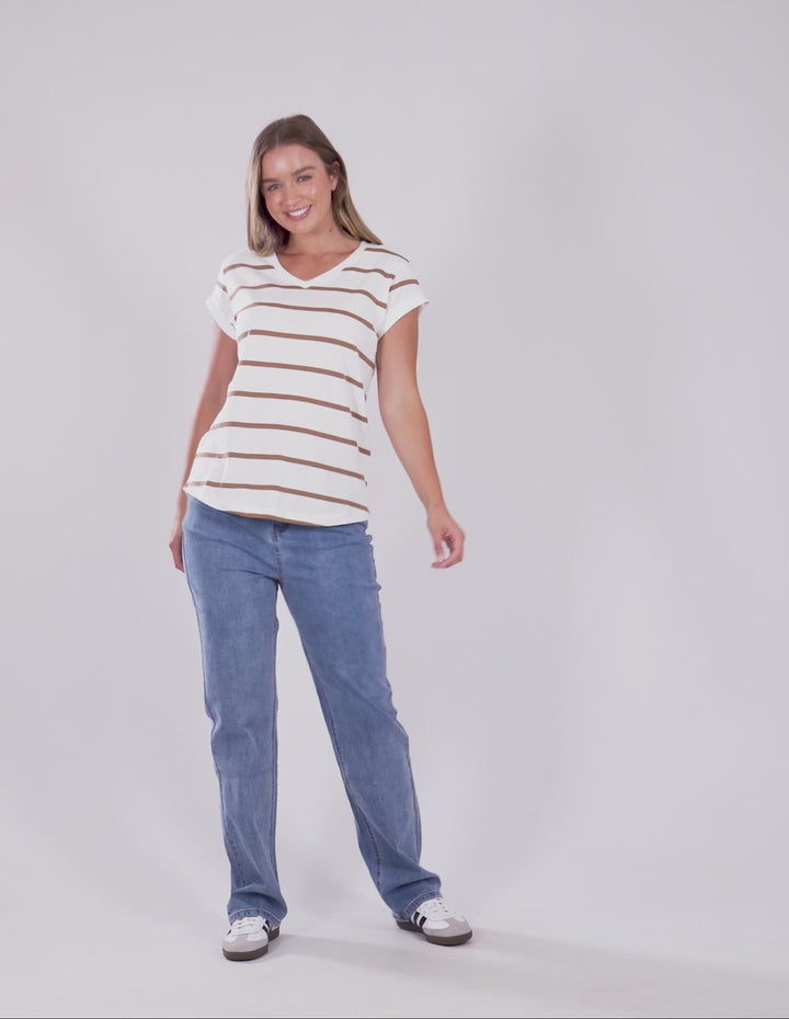 MANLY STRIPE VEE TEE - 55X0225