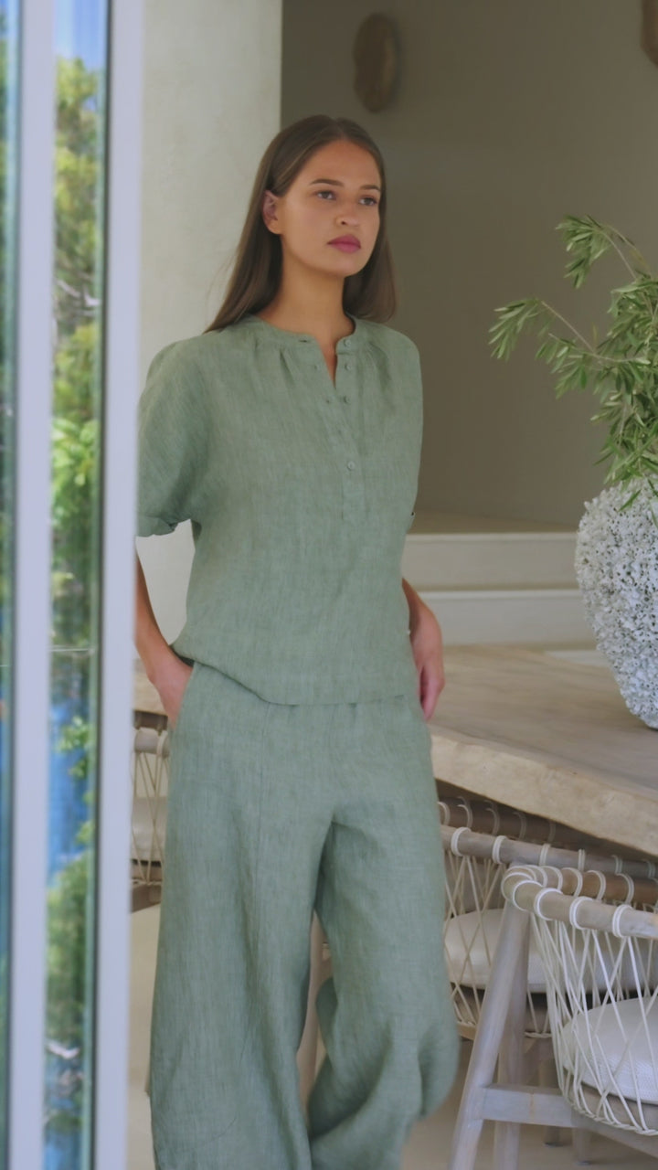 BUTTONED LINEN TOP - GA689