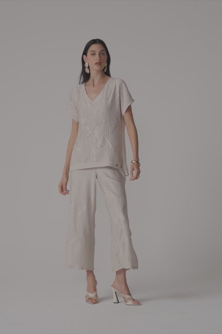 PLEATED SATIN BOXY TOP - 261160JR