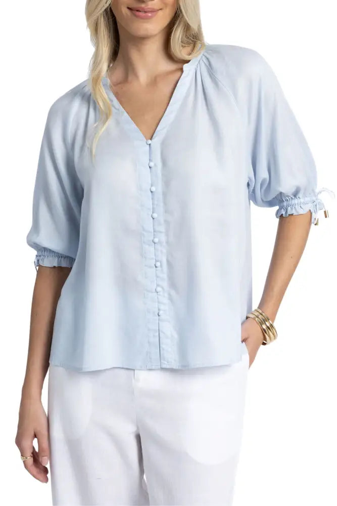 REECE BLOUSE - HS25208 XS / ICE-BLUE BLOUSE