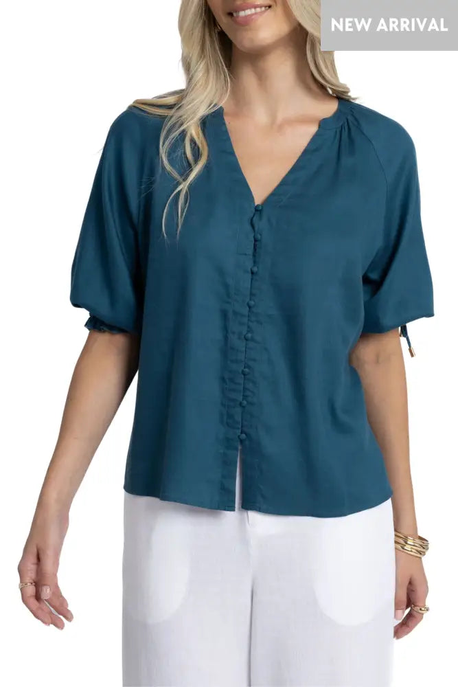 REECE BLOUSE - HS25208 XS / TEAL BLOUSE