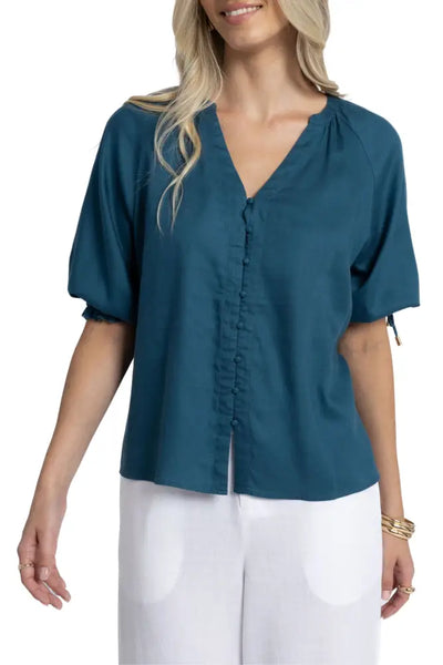 REECE BLOUSE - HS25208 XS / TEAL BLOUSE
