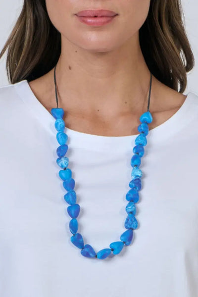 RESIN NECKLACE - BB132 BLUE JEWELLERY