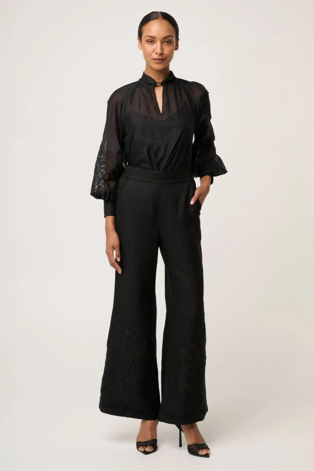 ONCE WAS PANTS RHEA EMBROIDERED PANT - OW32102