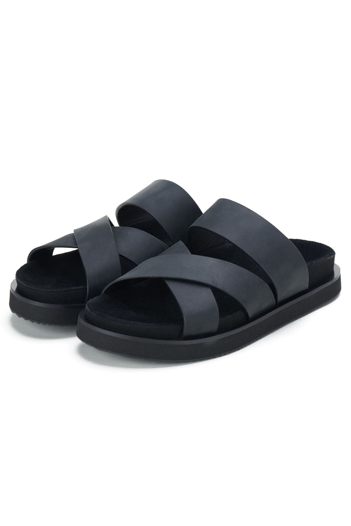ROLLIES SHOES 37 / BLACK RHODES CROSS SLIDE - SC01675