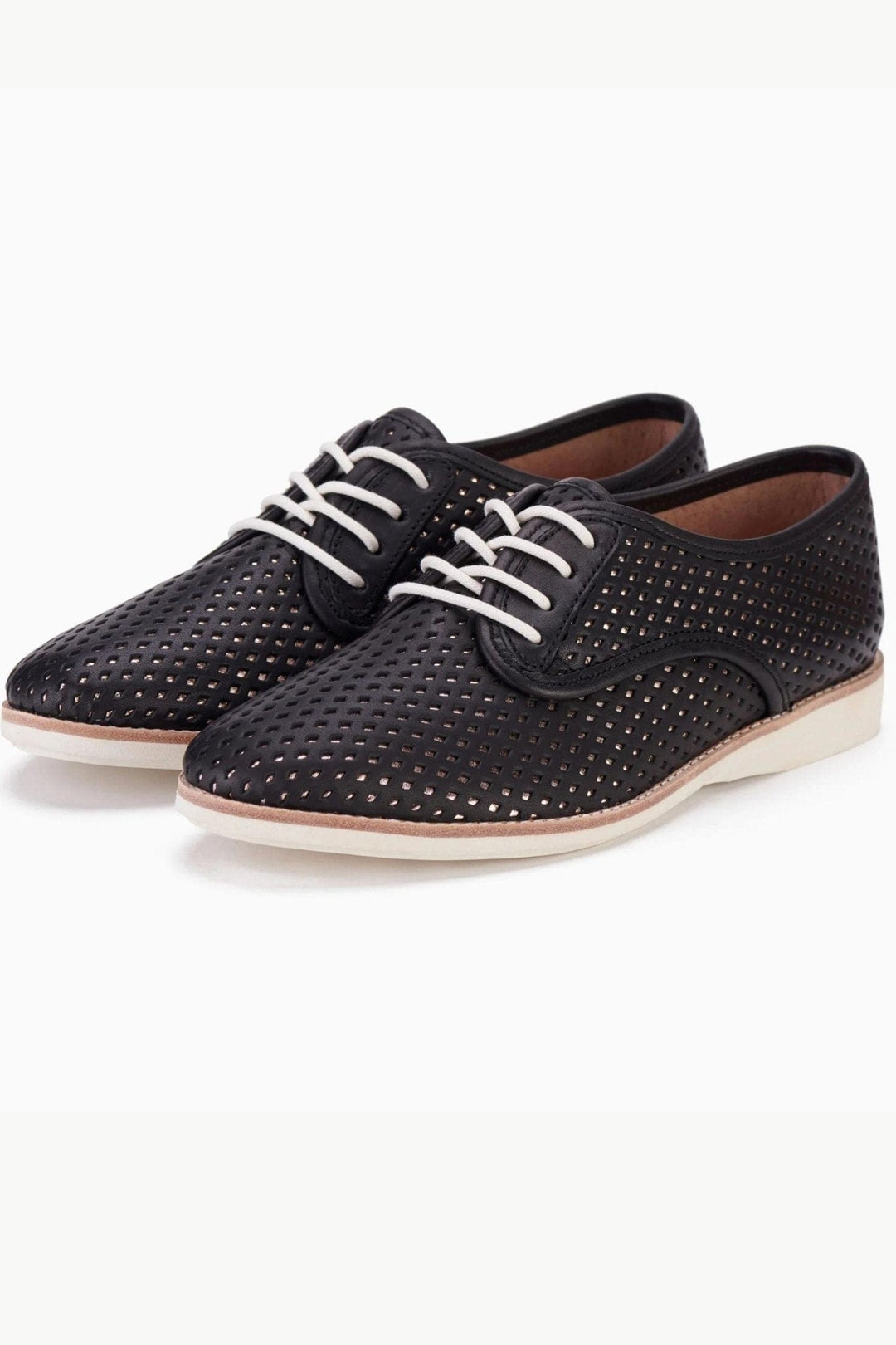 ROLLIES SHOES 37 / BLACK-ROSE-GOLD DERBY PUNCH OVERLAY - SC00370
