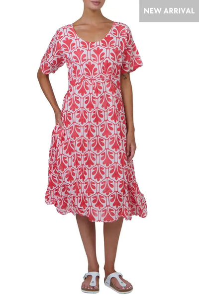 ROUND NECK COTTON DRESS - P150 S/M / CHILLI DRESS