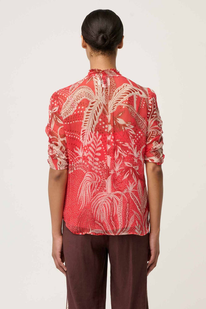 ONCE WAS TOP RUCHED SLEEVE BLOUSE - OW22114