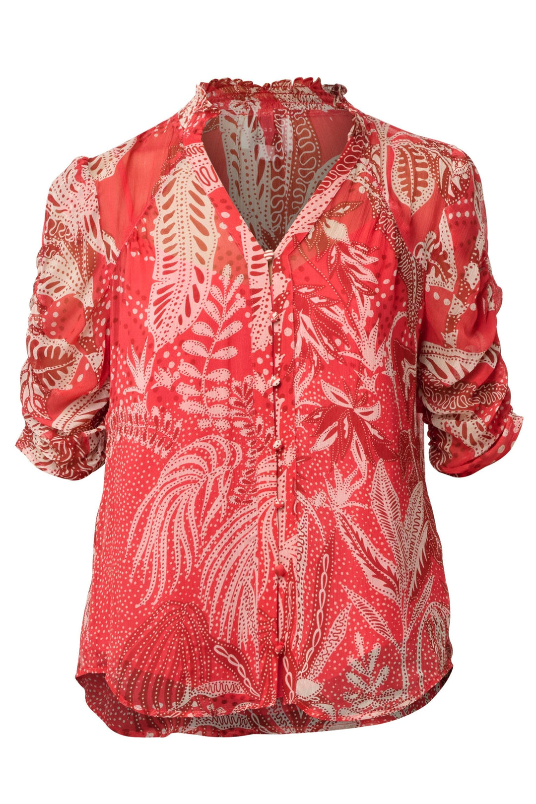 ONCE WAS TOP RUCHED SLEEVE BLOUSE - OW22114