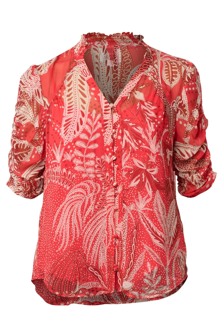 ONCE WAS TOP RUCHED SLEEVE BLOUSE - OW22114