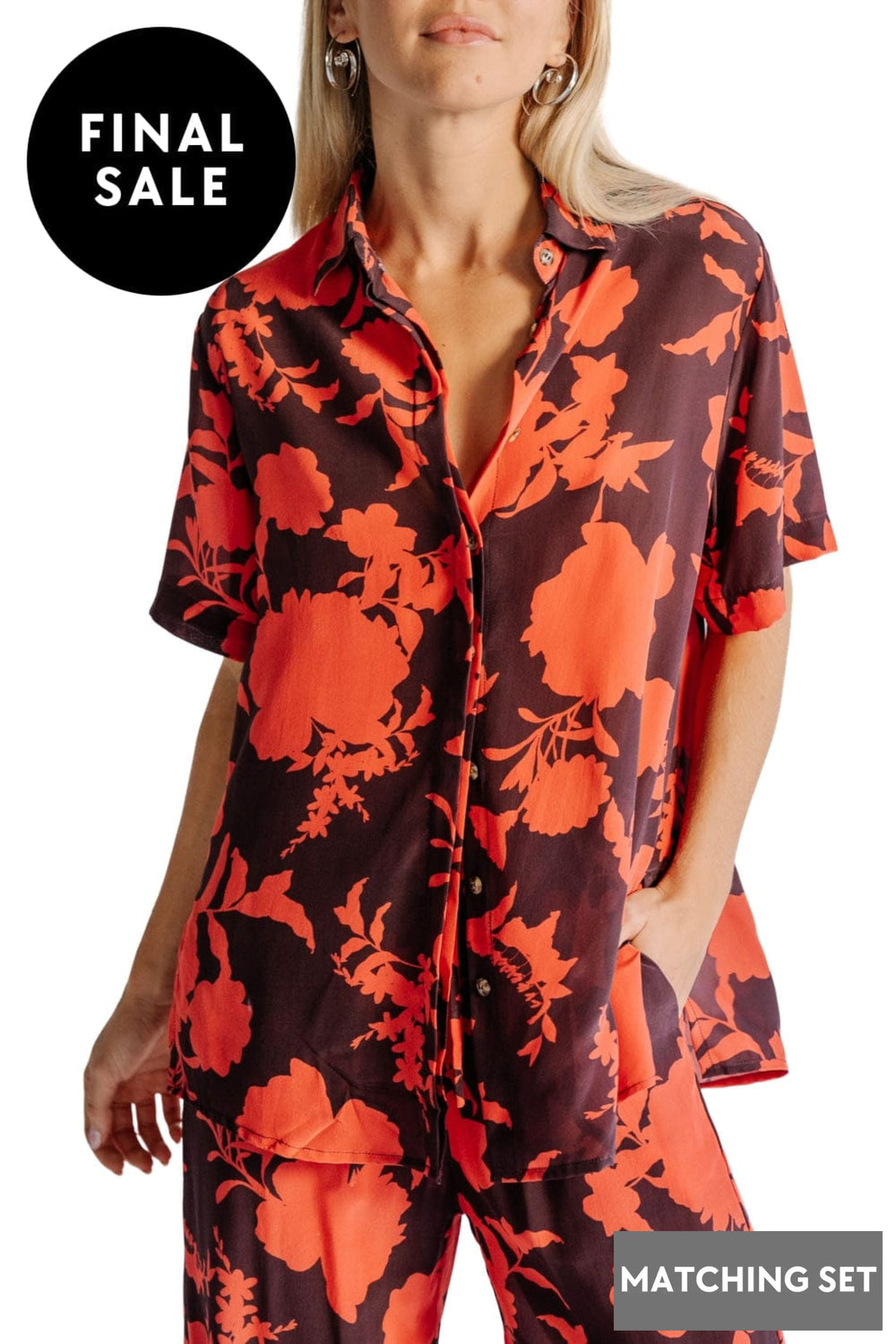 SARA FOX SHIRT CORAL / XS PORTOFINO SHIRT - SF-HS-TP007
