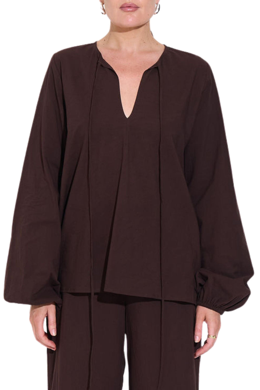 SARA FOX TOP XS / CACAO DAHLIA LONG SLV TOP - SF-SIG-TP012
