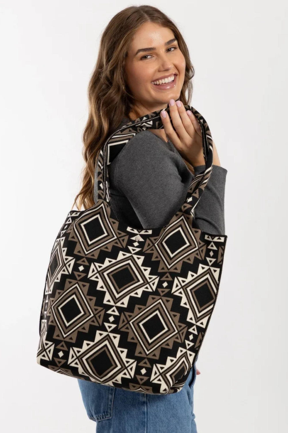 SASSYDUCK BAG BLACK AZTEC TOTE - 8404
