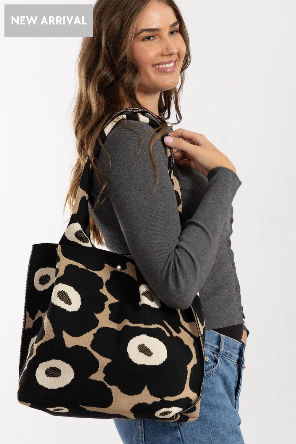 SASSYDUCK BAG BLACK FLORABUNDA TOTE - 8405